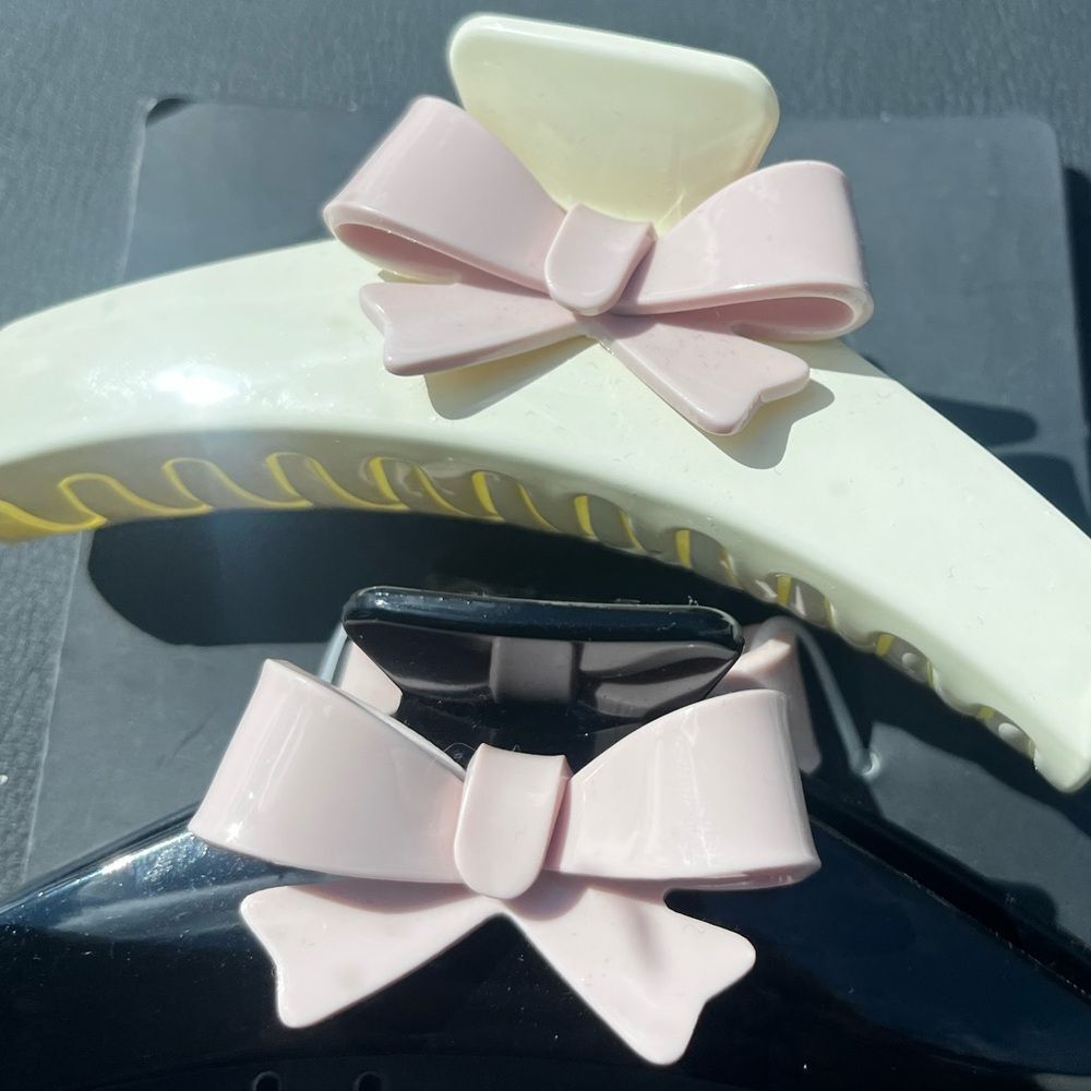 Torrid Women's Chic Bow Hair Clips Set Cream and Black